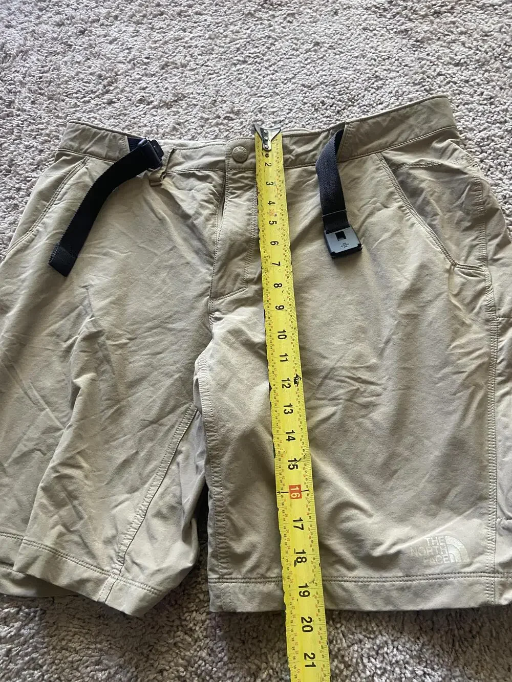 The North Face Shorts Mens 38 Beige Microfiber Hiking Quick Dry Belted Pockets